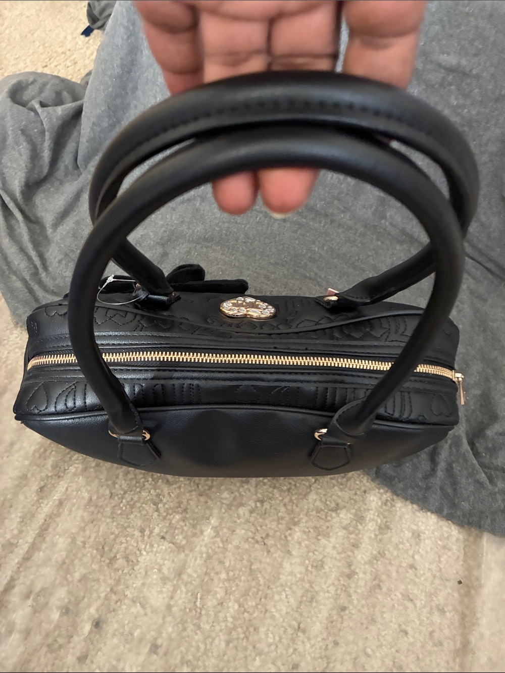 Juicy Couture Black Embossed Bow-Accent Shoulder Bag - Picture 5 of 6